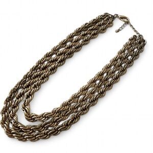 Faux Gold 3 Layer Robe Chain Modern Chunky Statement Necklace Minimalist